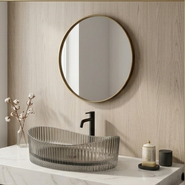 Black boat shape Transparent Glass Wash Basin