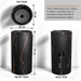 Black ceramic pedestal wash basin with rose-gold marble-effect veining, modern cylindrical freestanding design and 400 × 400 × 850 mm size for luxury bathrooms.
