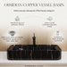 Black marble-look ceramic table top wash basin with gold and grey veins, glossy rectangular countertop basin measuring 750 × 400 × 140 mm for modern bathrooms.
