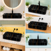 Black marble-look ceramic table top wash basin with gold and grey veins, glossy rectangular countertop basin measuring 750 × 400 × 140 mm for modern bathrooms.