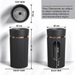Black matte artificial stone freestanding pedestal wash basin with fluted cylindrical design and gold accent, 400×400×860 mm luxury bathroom sink.