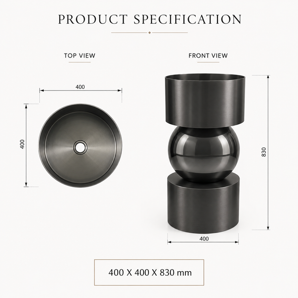 Metal Pedestal Wash Basin,size-16x16x33 Inch, Black
