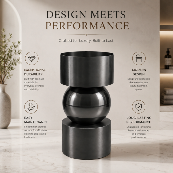 Metal Pedestal Wash Basin,size-16x16x33 Inch, Black