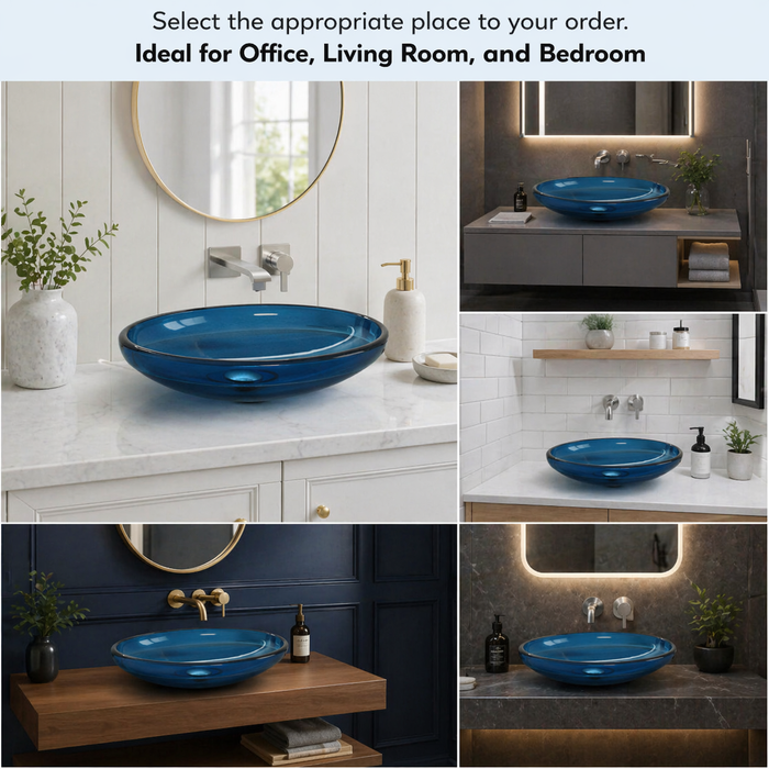 Blue Oval Transparent Resin Wash Basin