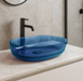 Blue Rectangle Transparent Resin Wash Basin