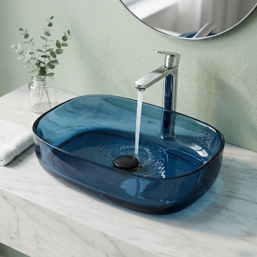 Blue Transparent Resin Wash Basin