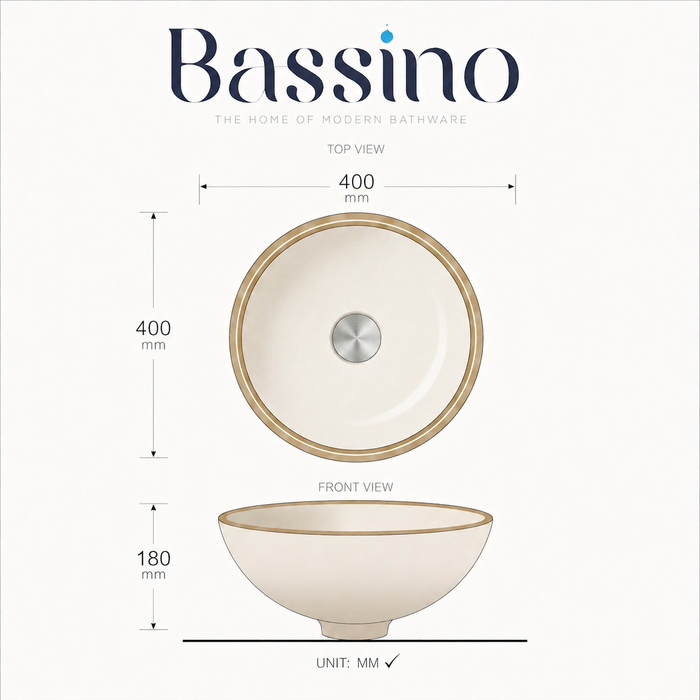 Blue and white designer ceramic under counter wash basin with glossy finish, 405 × 405 × 180 mm round undermount bathroom basin with decorative pattern.