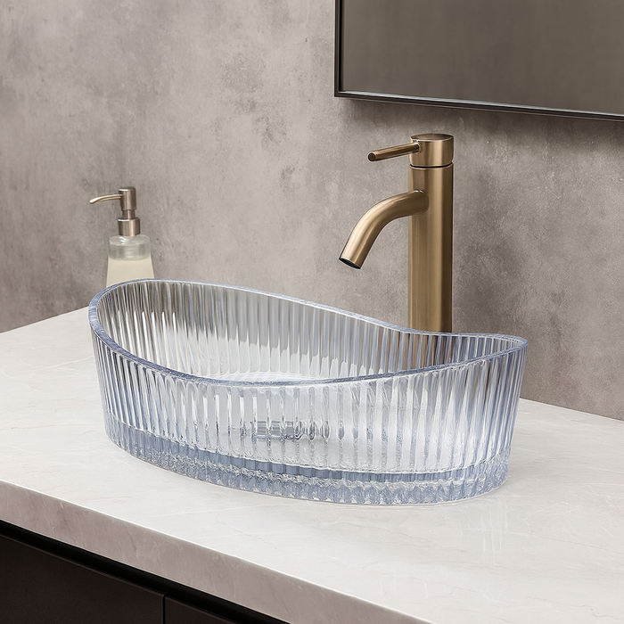 Boat Shape Transparent Glass Wash Basin