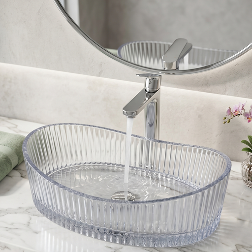 Boat Shape Transparent Glass Wash Basin