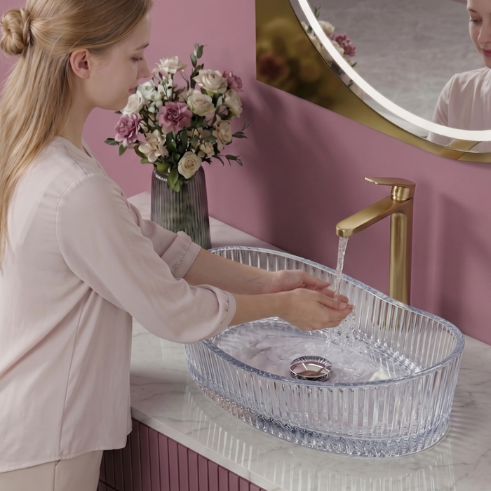 Boat Shape Transparent Glass Wash Basin