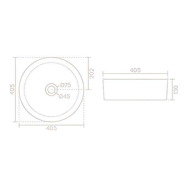 Premium Modern Ceramic White Round Table Top Basin (CIRCLE) (405x405x130mm)