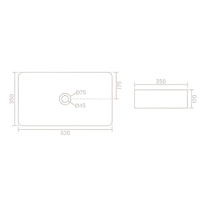 Premium Table Top Ceramic Spacious Vessel Basin CRYSTA (620x350x120 mm)