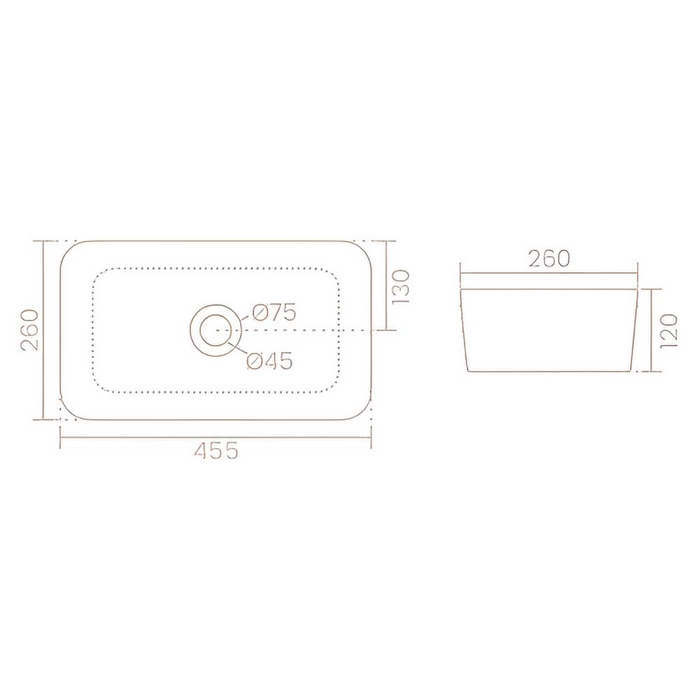 Premium Table Top Ceramic Spacious Vessel Basin CRYSTA 18" (455x260x120 mm)