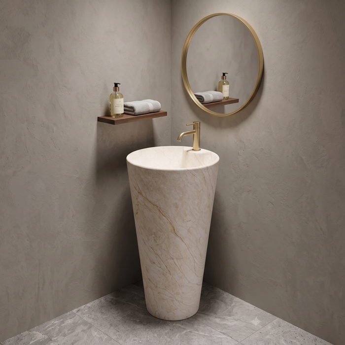 Ceramic Pedestal Wash Basin With Tap-Hole | Ivory