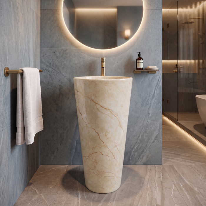Ceramic Pedestal Wash Basin With Tap-Hole | Ivory