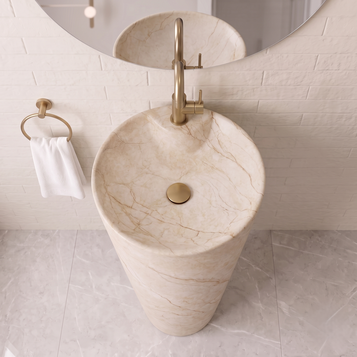 Ceramic Pedestal Wash Basin With Tap-Hole | Ivory