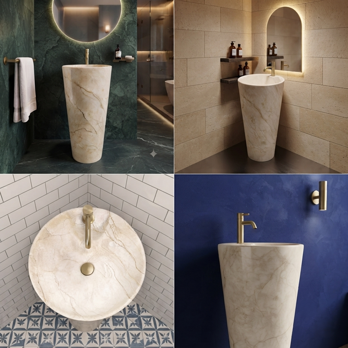 Ceramic Pedestal Wash Basin With Tap-Hole | Ivory