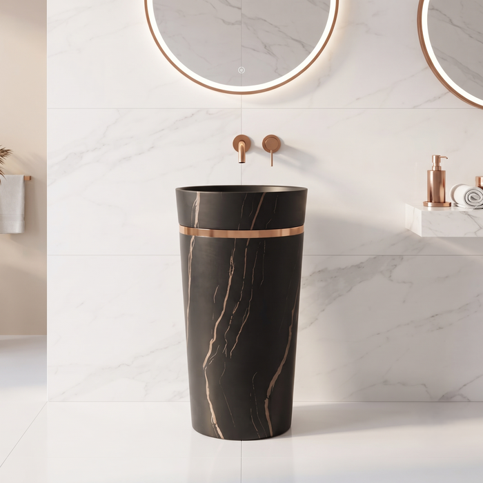 Ceramic Pedestal Wash Basin | Black