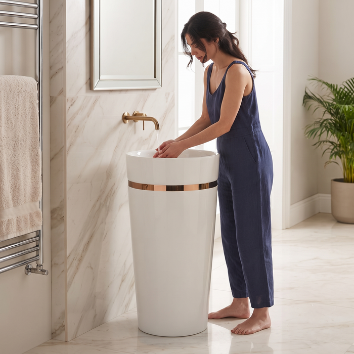 Ceramic Pedestal Wash Basin | White