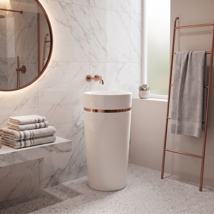 Ceramic Pedestal Wash Basin | White