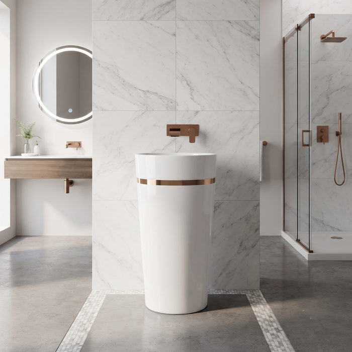 Ceramic Pedestal Wash Basin | White