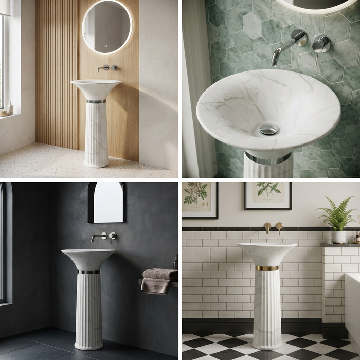 Ceramic Pedestal Wash Basin | White