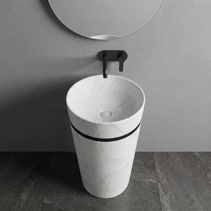 Ceramic Pedestal Wash Basin | White