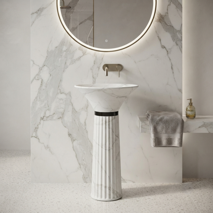 Ceramic Pedestal Wash Basin | White