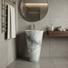 Ceramic Pedestal Wash Basin With Tap-Hole | Blue-Grey