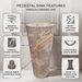 Ceramic Pedestal Wash Basin With Tap-Hole | Brown & Gray 