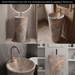 Ceramic Pedestal Wash Basin With Tap-Hole | Brown & Gray 