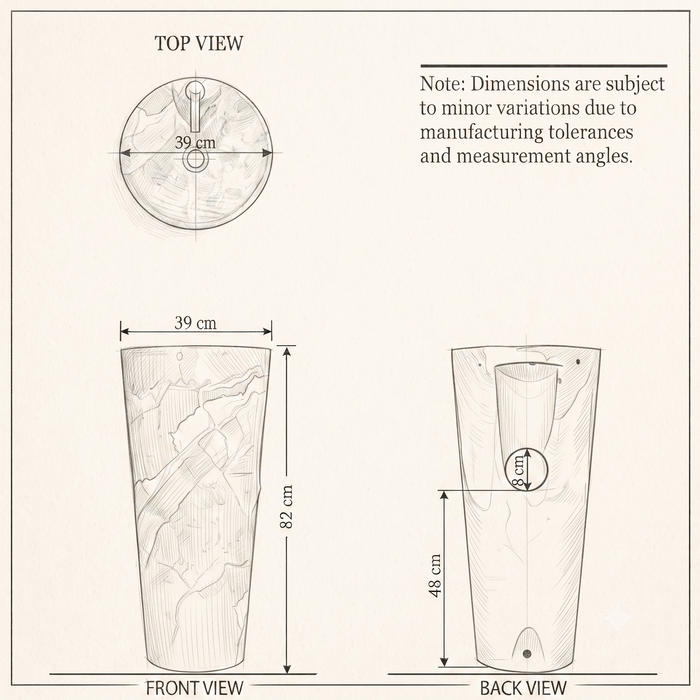 Ceramic Pedestal Wash Basin With Tap-Hole | Brown & Gray 