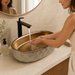 Ceramic Table Top Wash Basin, Dark Khakhi-Rose Gold Matt 