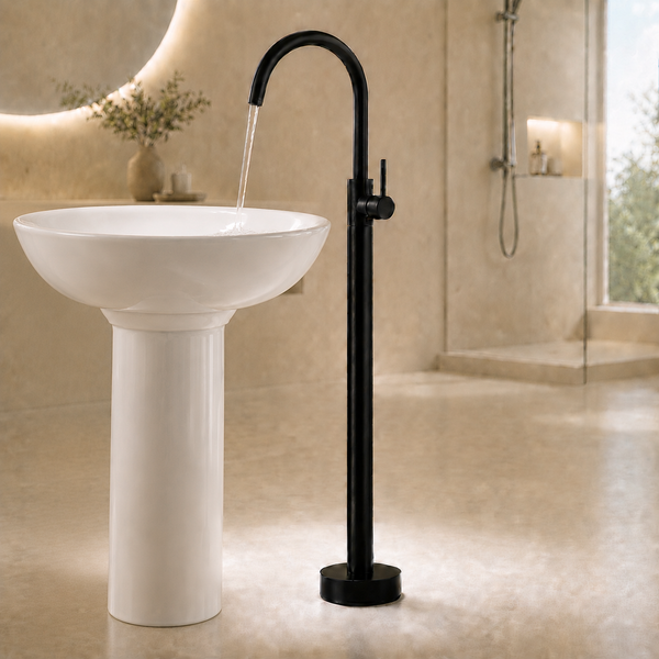Bassino Free Standing Basin Mixer Tap –  Floor Mounted Faucet for Pedestal Basins