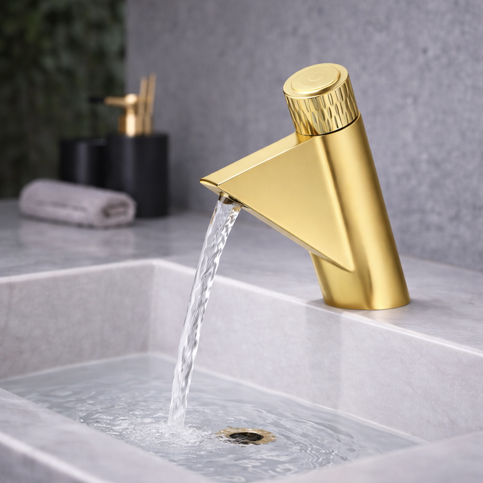 BASSINO FEMA Short Body Artistic Triangle Design Basin Faucet | 3 Years Warranty