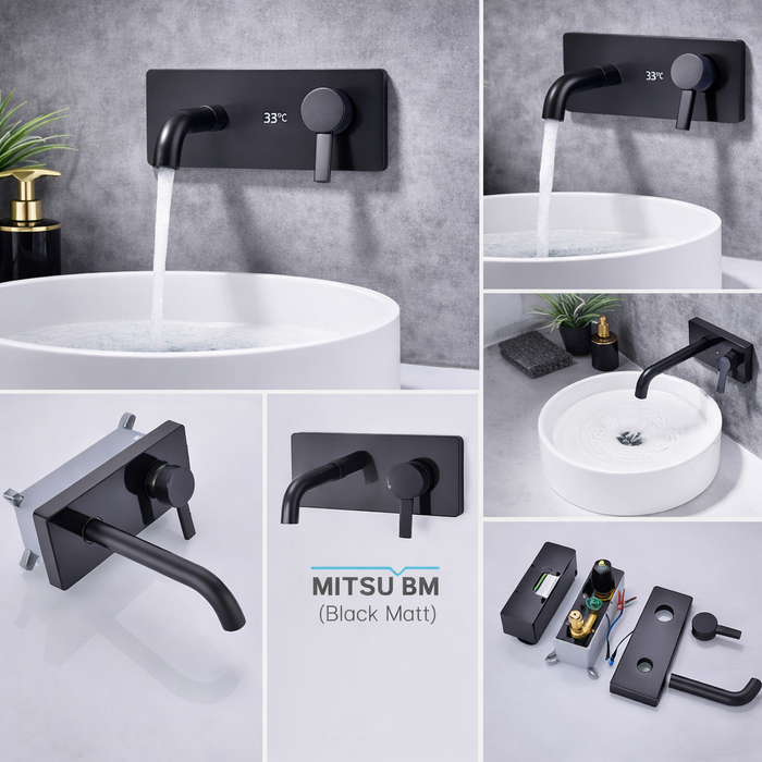 BASSINO MITSU Digital Wall Mounted Smart Temperature Display Basin Faucet | 3 Years Warranty