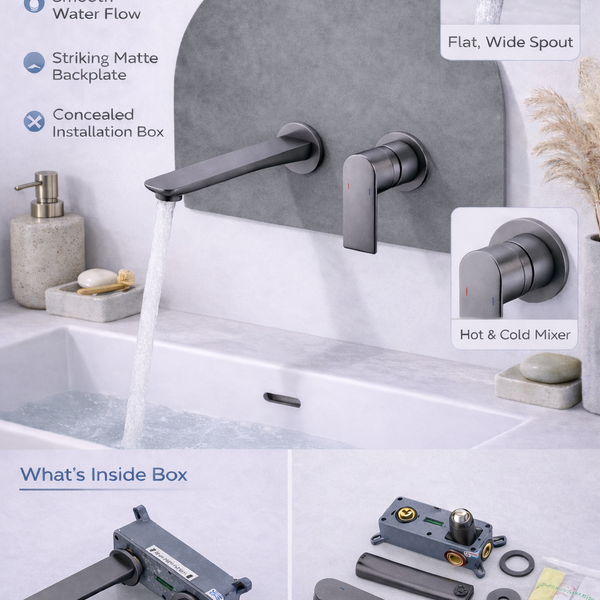 BASSINO MAX Concealed Wall Mounted Hot & Cold Mixer Basin Faucet | 3 Years Warranty