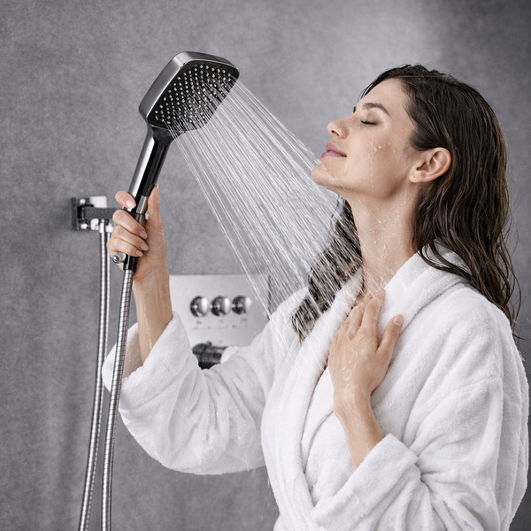 BASSINO PLATO Concealed Shower Set – Thermostatic 3 Way Diverter with Overhead & Hand Shower | 3 Years Warranty Chrome