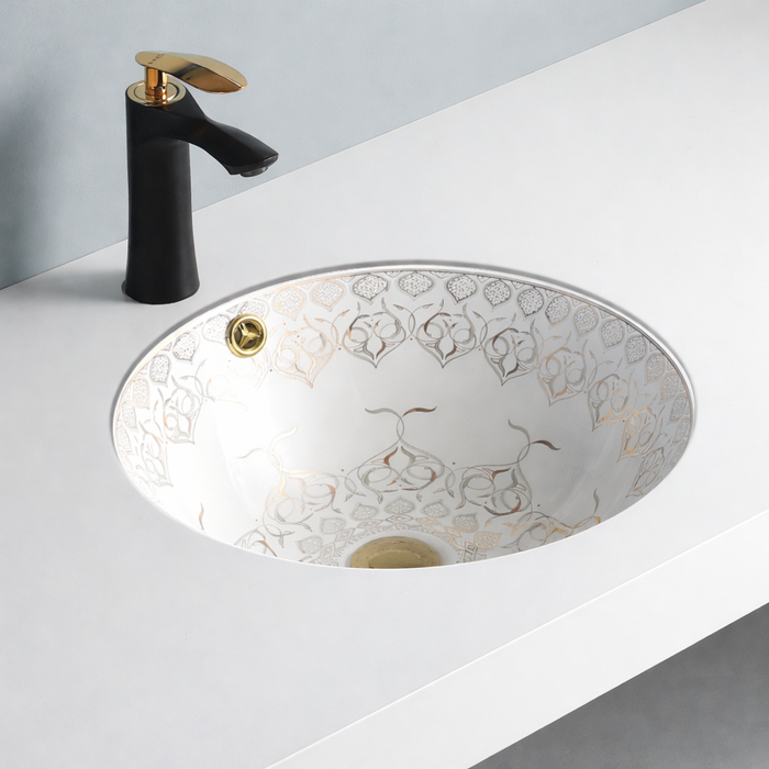 Designer Artistic Under Counter Wash Basin – Glossy Oval Ceramic Basin | 500×400×200 mm