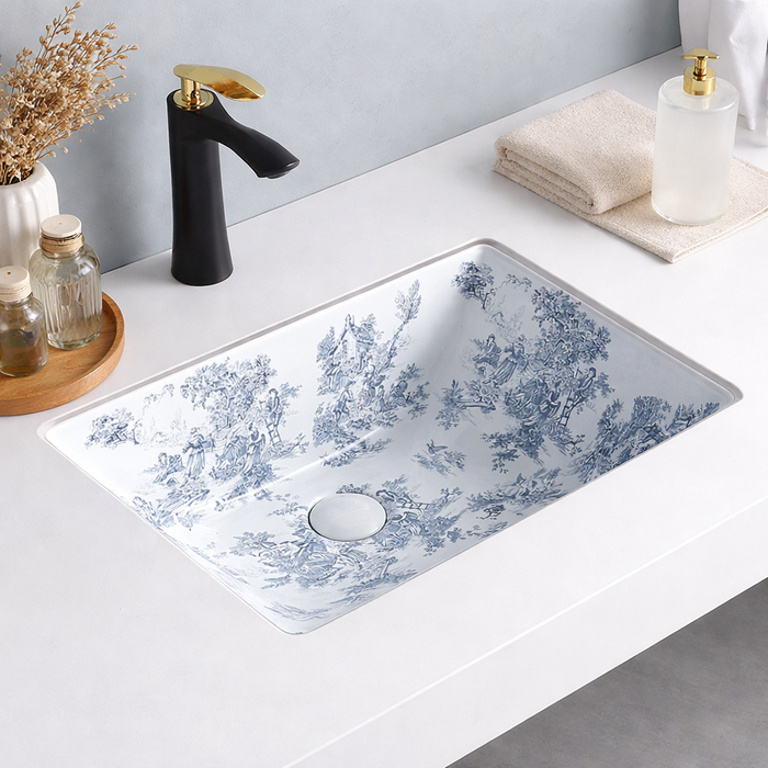 Designer Under Counter Wash Basin – Glossy Rectangular Ceramic Basin | 520×385×195 mm