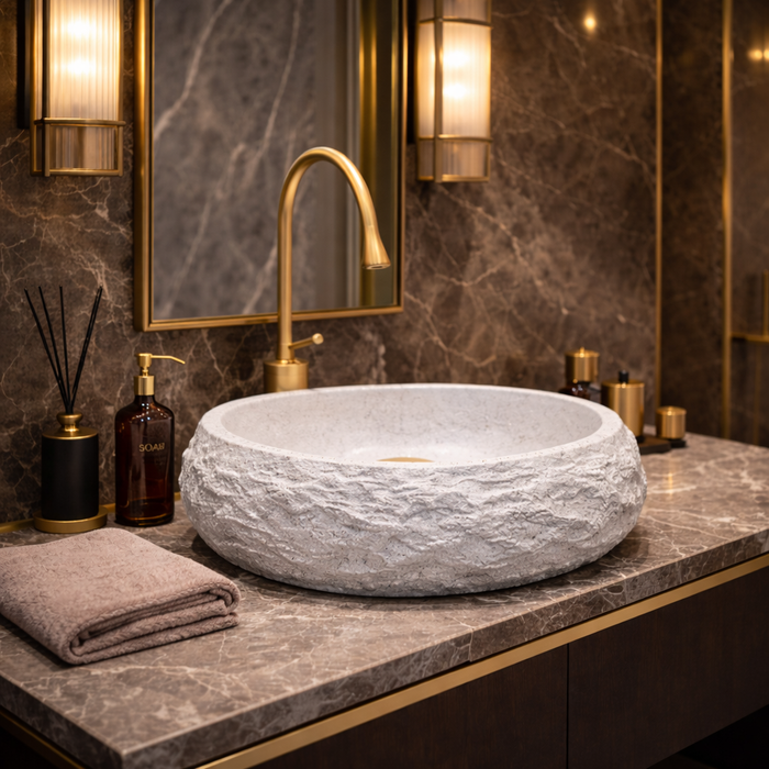 Designer Countertop Wash Basin – Matt Artificial Stone Basin | 500×370×150mm