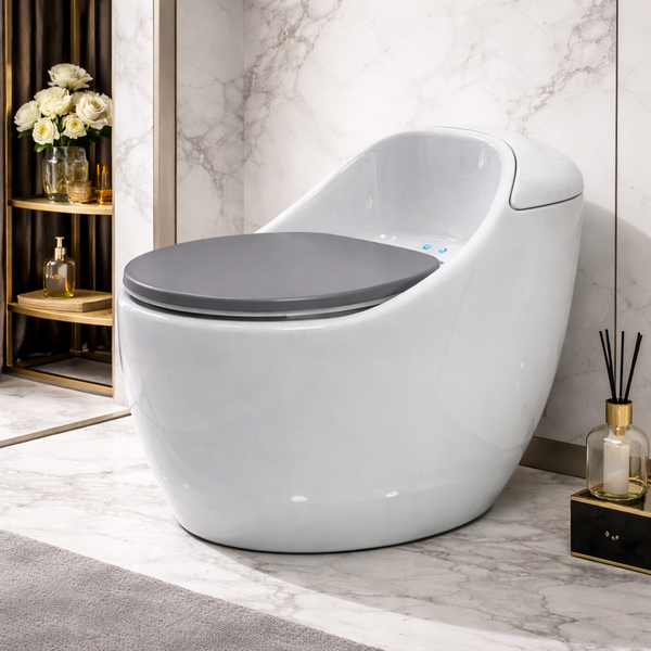 Luxury One-Piece Western Toilet | Glossy Floor Mounted WC | Approx. 27 × 18 × 23 Inches White
