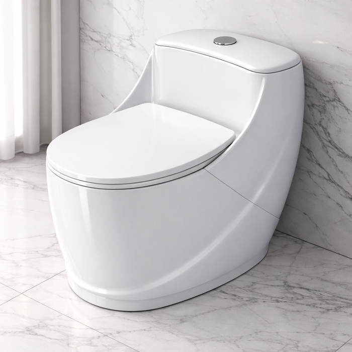 Luxury One-Piece Western Toilet | Glossy Floor Mounted WC | Approx. 27 × 18 × 27 Inches