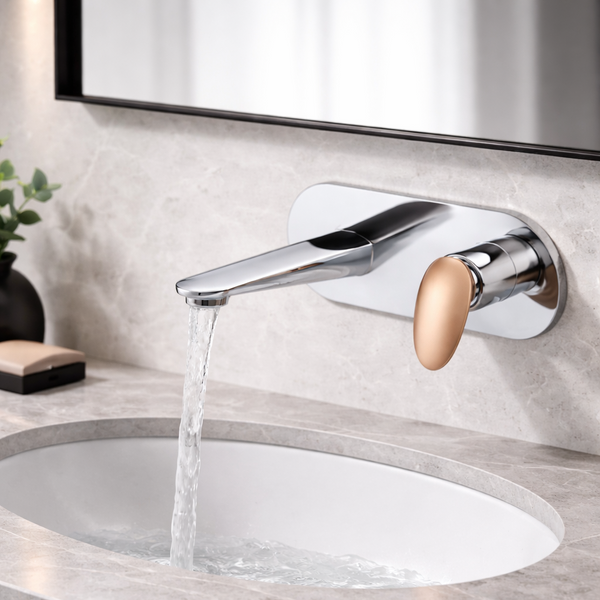 Bassino Wall-Mounted Basin Mixer Faucet – Chrome Rose Gold 5 Years Warranty