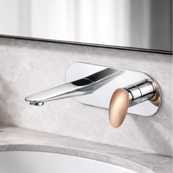 Bassino Wall-Mounted Basin Mixer Faucet – Chrome Rose Gold 5 Years Warranty