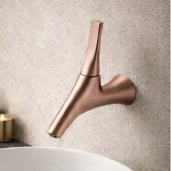 BASSINO Carlos Series Aura Wall-Mounted Designer Faucet Brushed Rose Gold