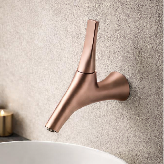 BASSINO Carlos Series Aura Wall-Mounted Designer Faucet Brushed Rose Gold