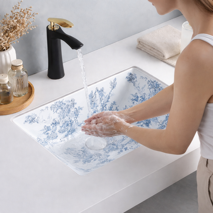 Designer Under Counter Wash Basin – Glossy Rectangular Ceramic Basin | 520×385×195 mm