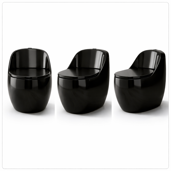 Luxury One-Piece Western Toilet | Glossy Floor Mounted WC | Approx. 27 × 18 × 23 Inches Black