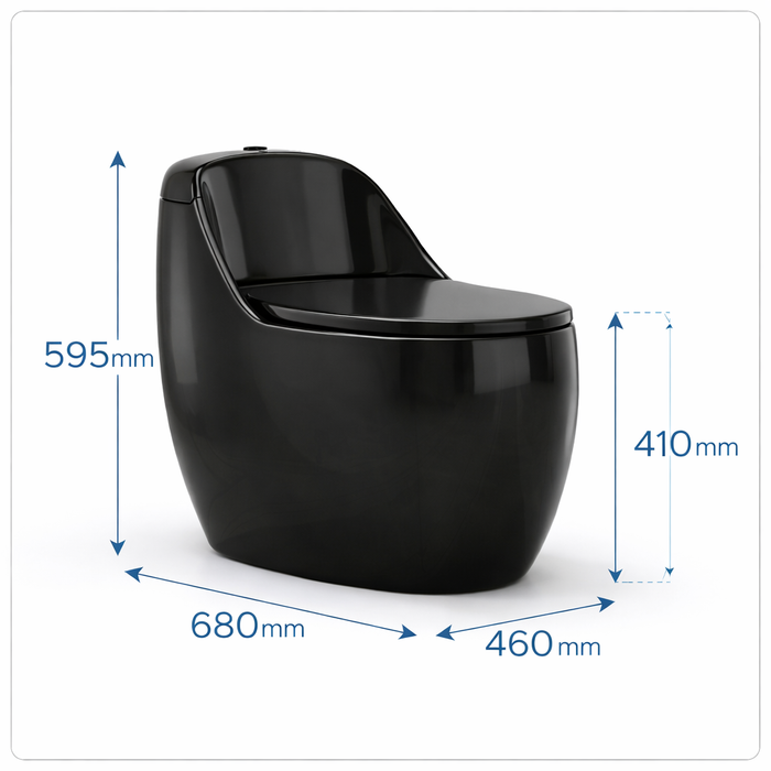 Luxury One-Piece Western Toilet | Glossy Floor Mounted WC | Approx. 27 × 18 × 23 Inches